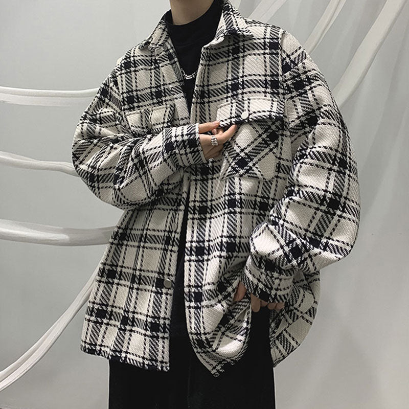 Retro Plaid Long-sleeved Shirt Maxct