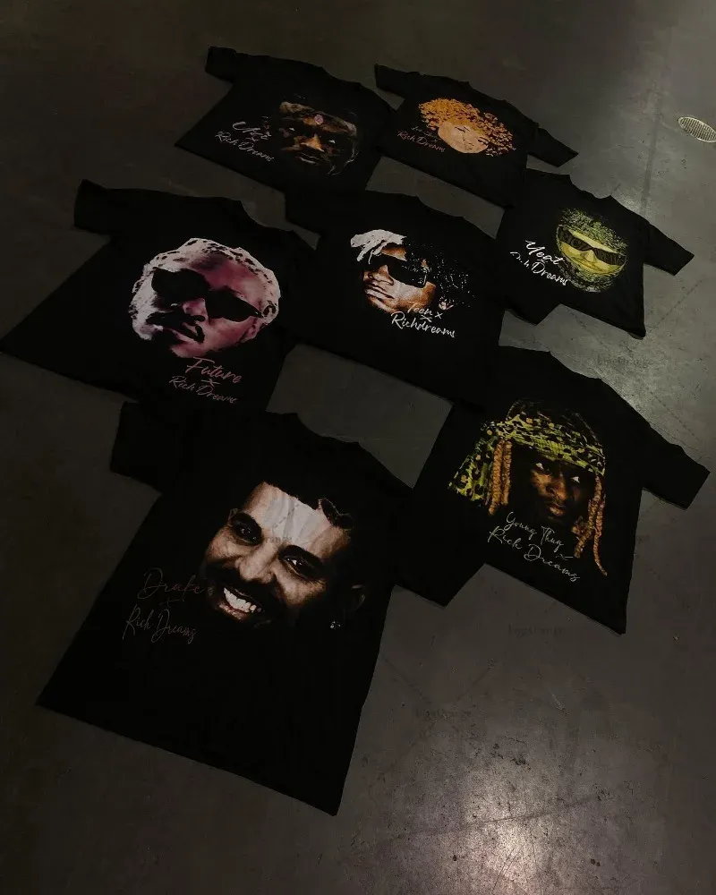 Y2k Retro Hip-hop Trendy Brand Oversized Short-sleeved Women Gothic Punk Style Printed T-shirt Men's Street Versatile Tops Men