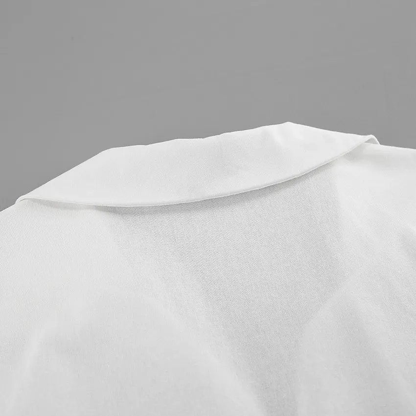 Hollow Out Lace Up White Cotton Linen Shirt Women's Long Sleeve Loose Casual Sexy Lapel Cardigan Top Female Summer new