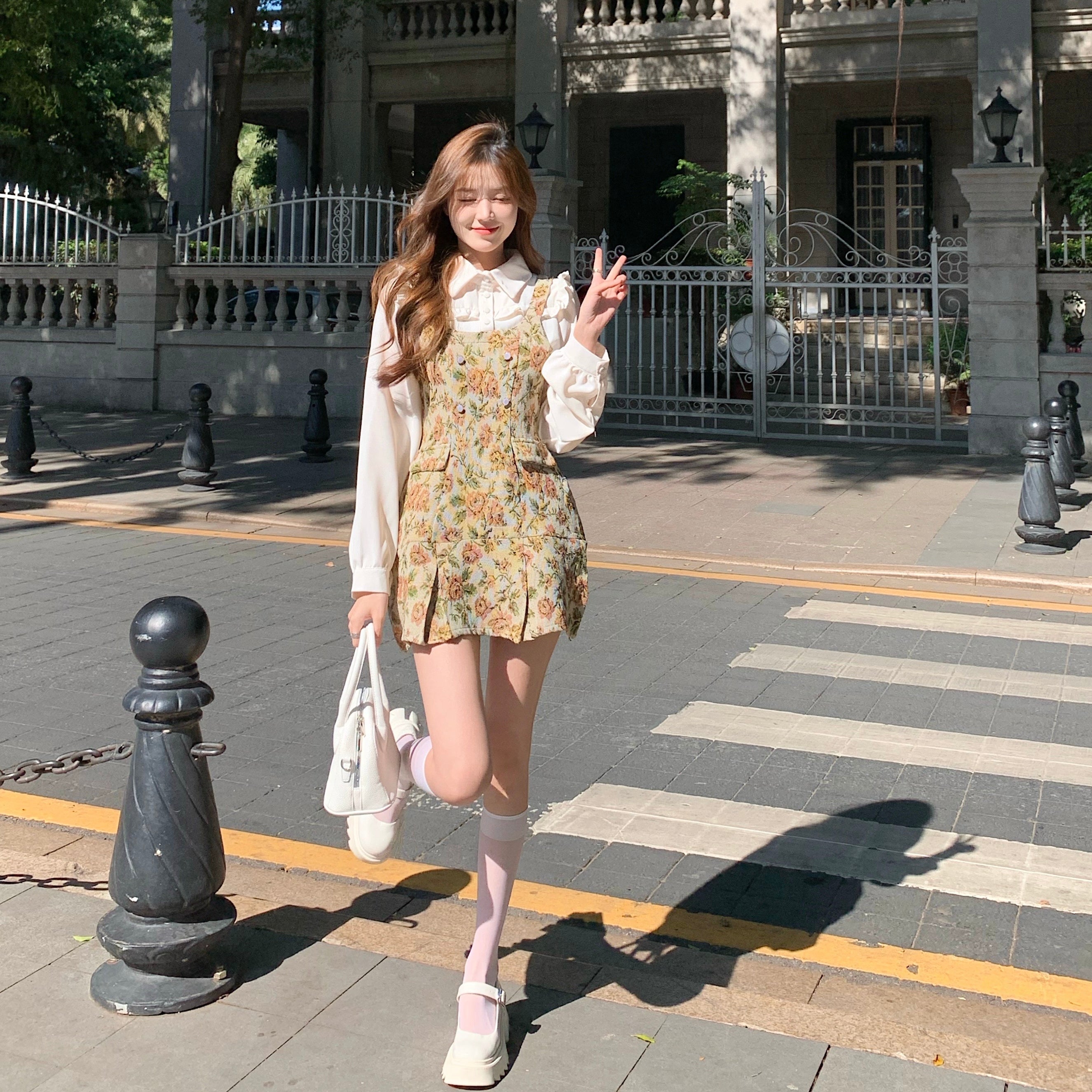 Rustic Floral Twofer Dress Maxct