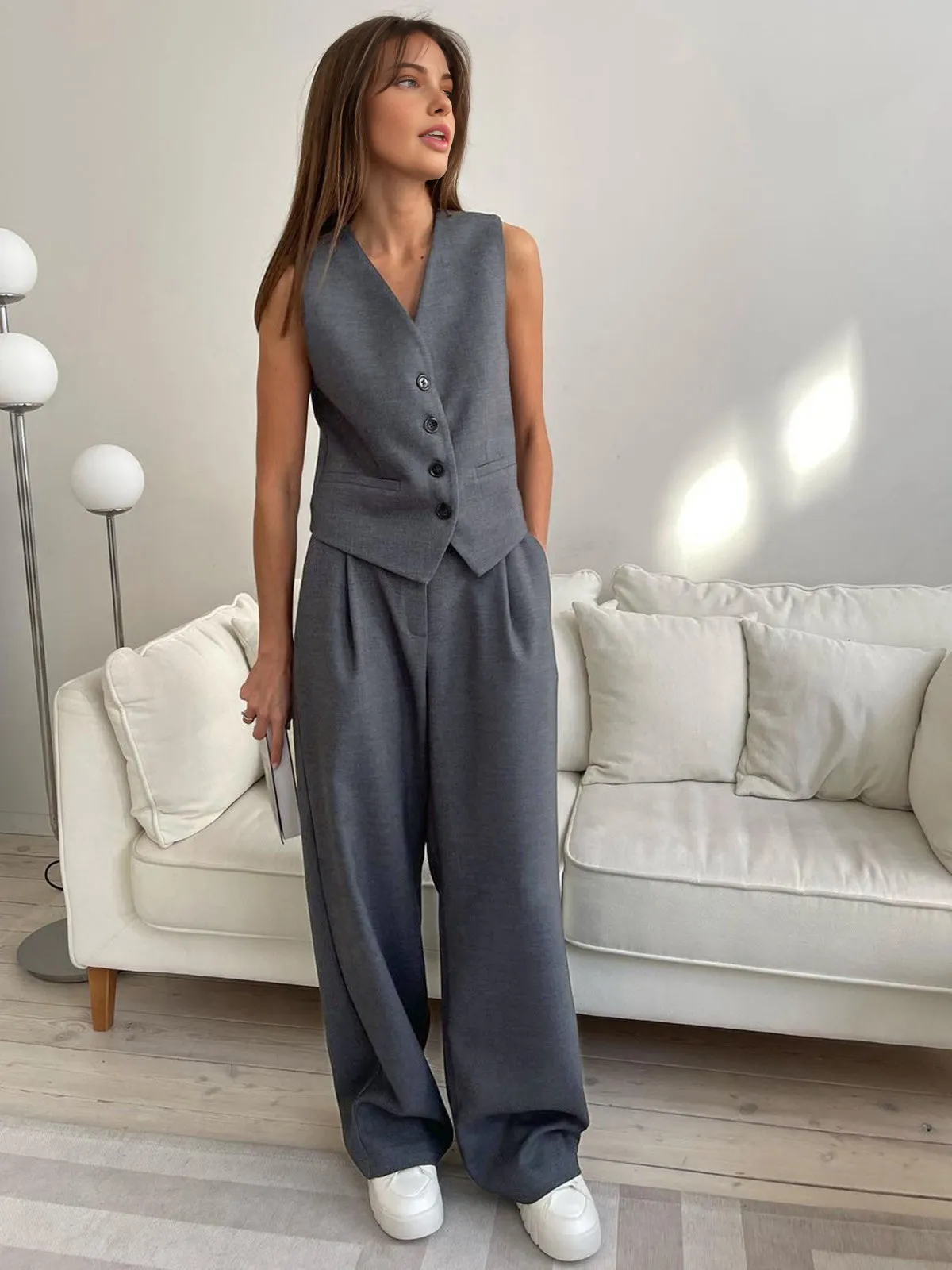Maxct Solid Structured Suit Pants