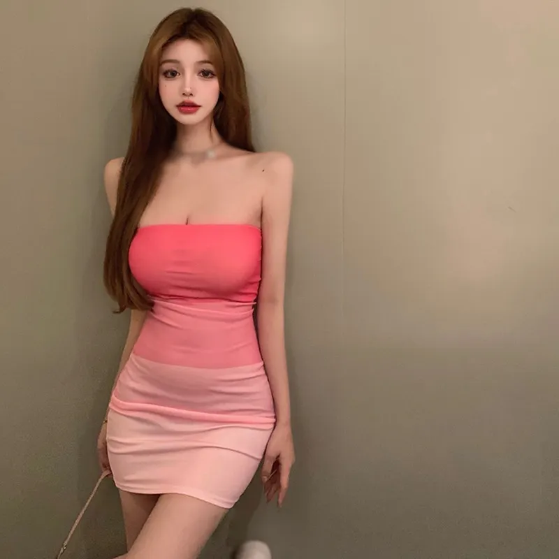 Maxct Women Sexy Strapless Bodycon Dress, Off Shoulder Backless Summer Night Out Party Mini Dresses