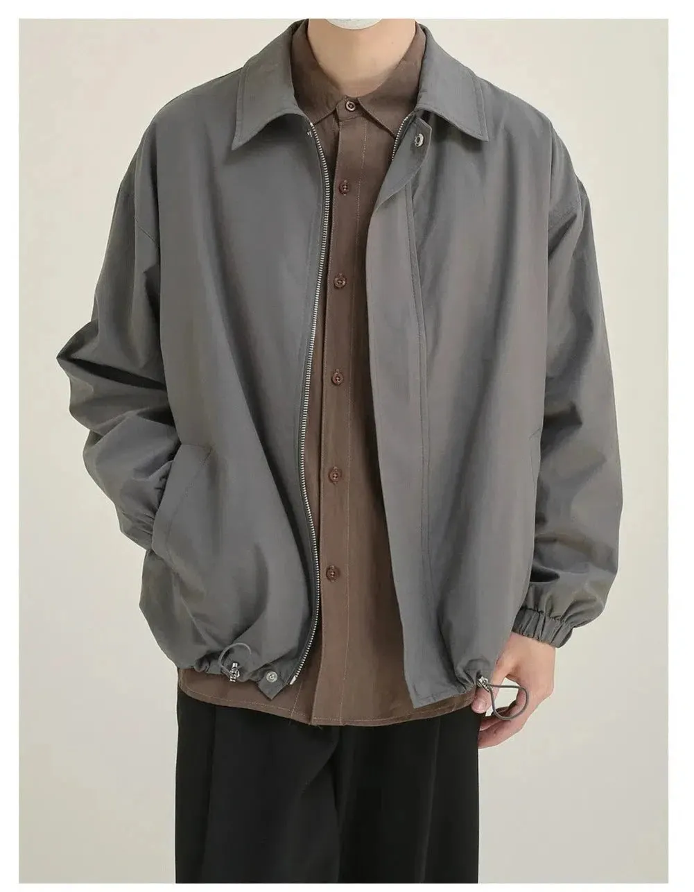 Maxct Lapel Drawcord Hem Jacket