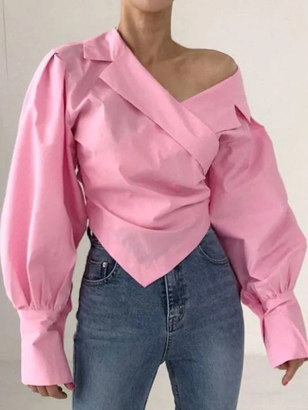 Maxct Irregular Off-the-shoulder Shirt Blouses