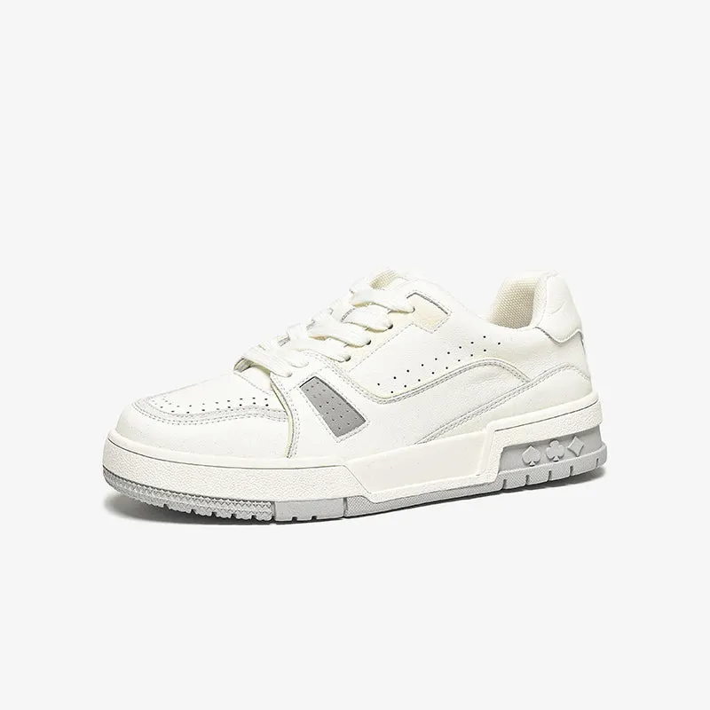 Women's Causal Genuine Sneakers - White Color Block With Green/Grey Maxct