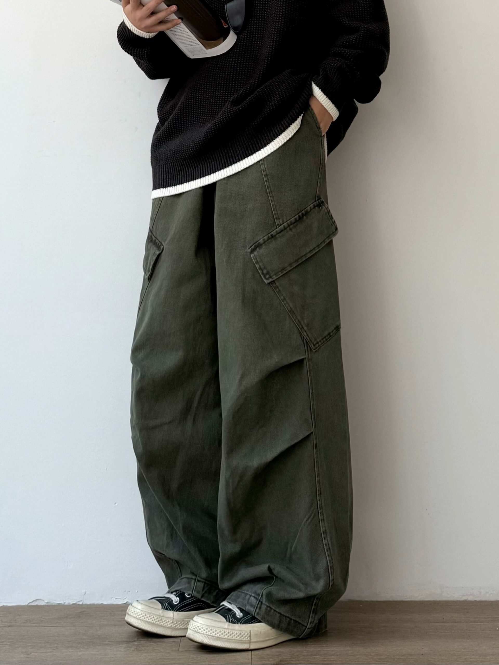 EVER Thickened Washed Cargo Pants Maxct