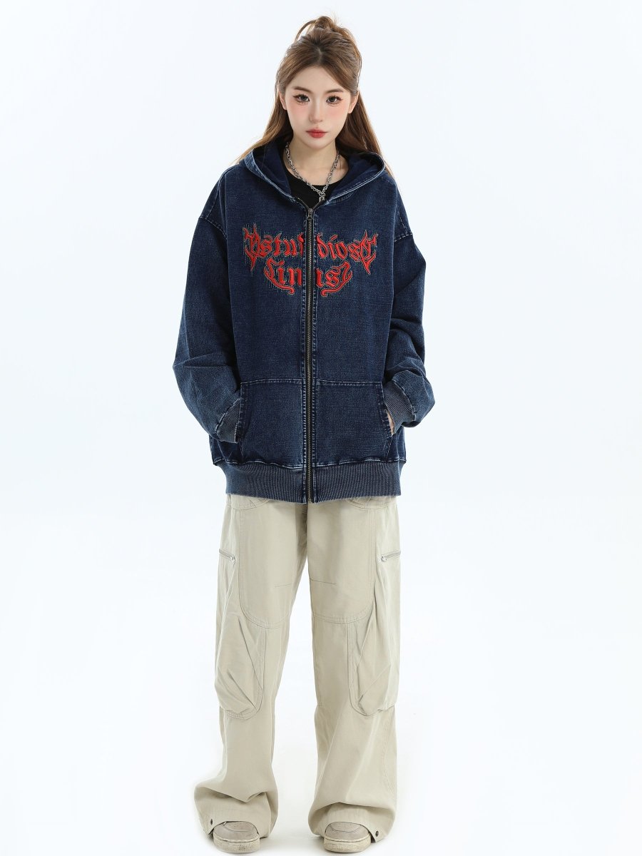 Maxct [Insstudios] Gothic Letter Logo Denim Jacket Na1631