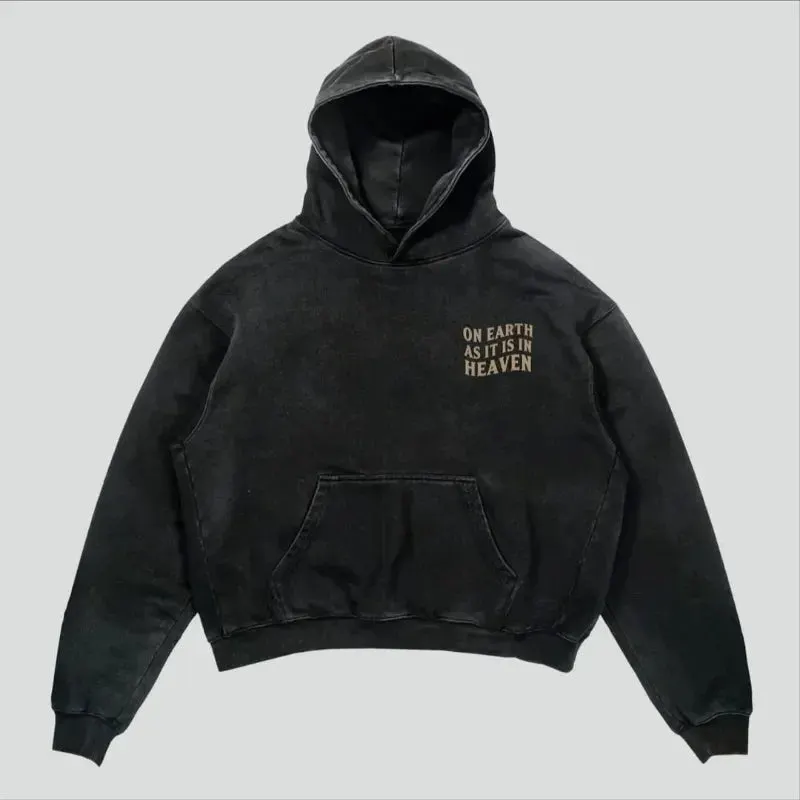 Maxct Autumn And Winter American Retro Letter Printing Harajuku Street Loose Hooded Female Y2K Punk Wind Loose Sweatshirt Men Shirt