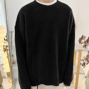 Maxct - Mens Solid Drawstring Long Sleeve Sweater