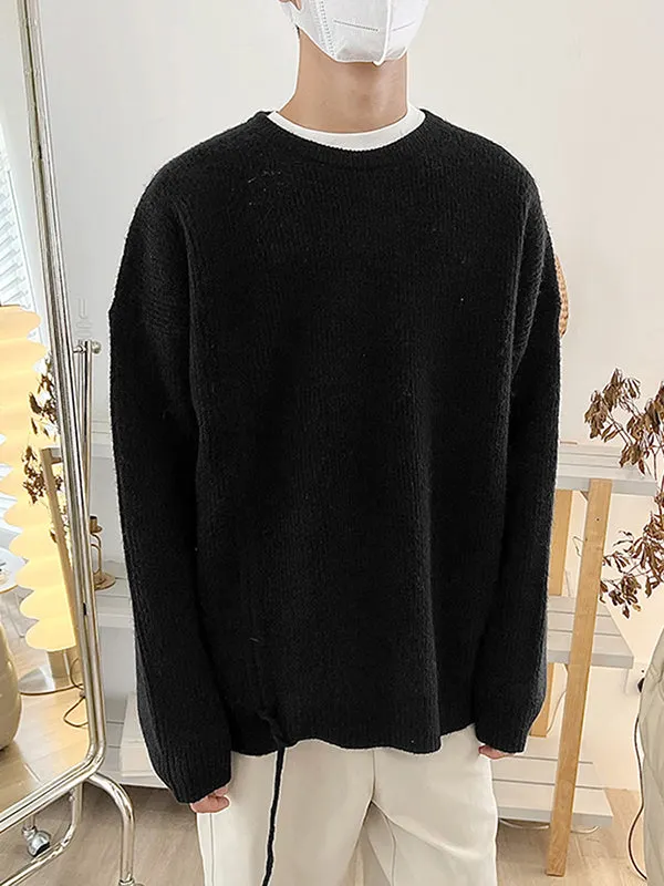 Maxct - Mens Solid Drawstring Long Sleeve Sweater