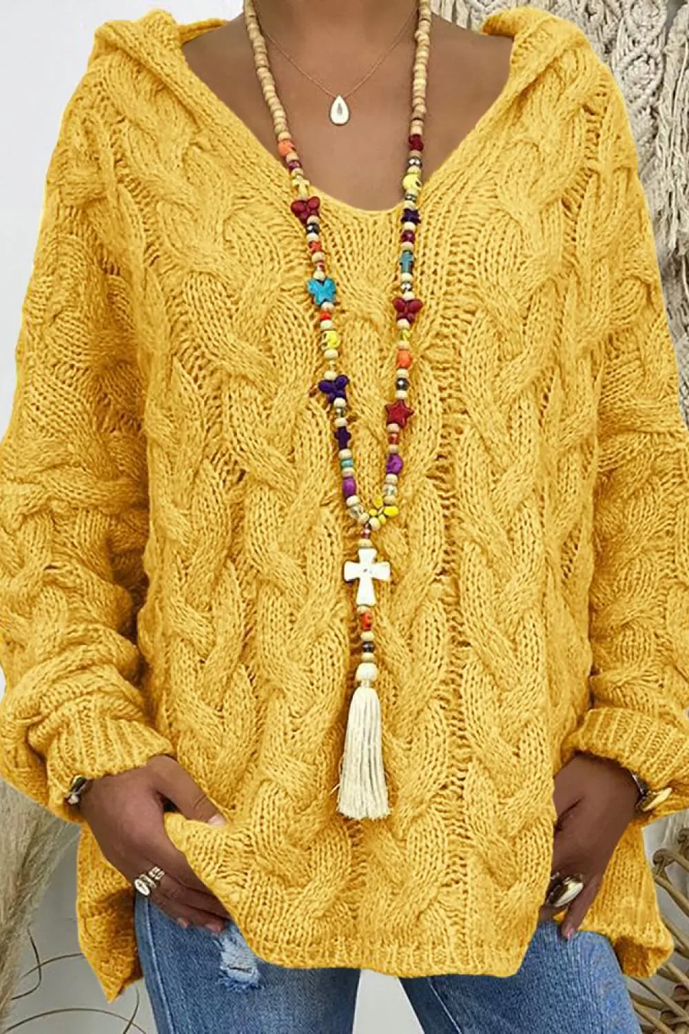 Cable-Knit Hooded Sweater - Image 13