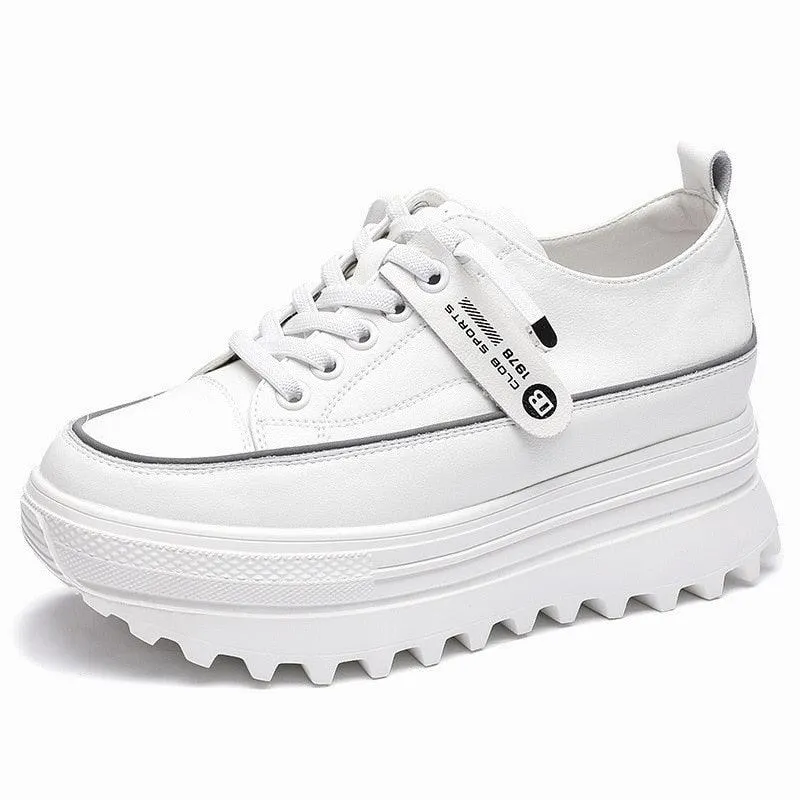 Platform Leather Sneaker Pumps for Women Maxct
