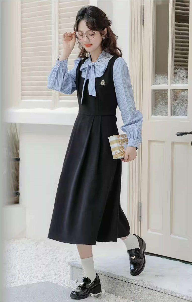 Stripe Academia Twofer Midi Dress Maxct