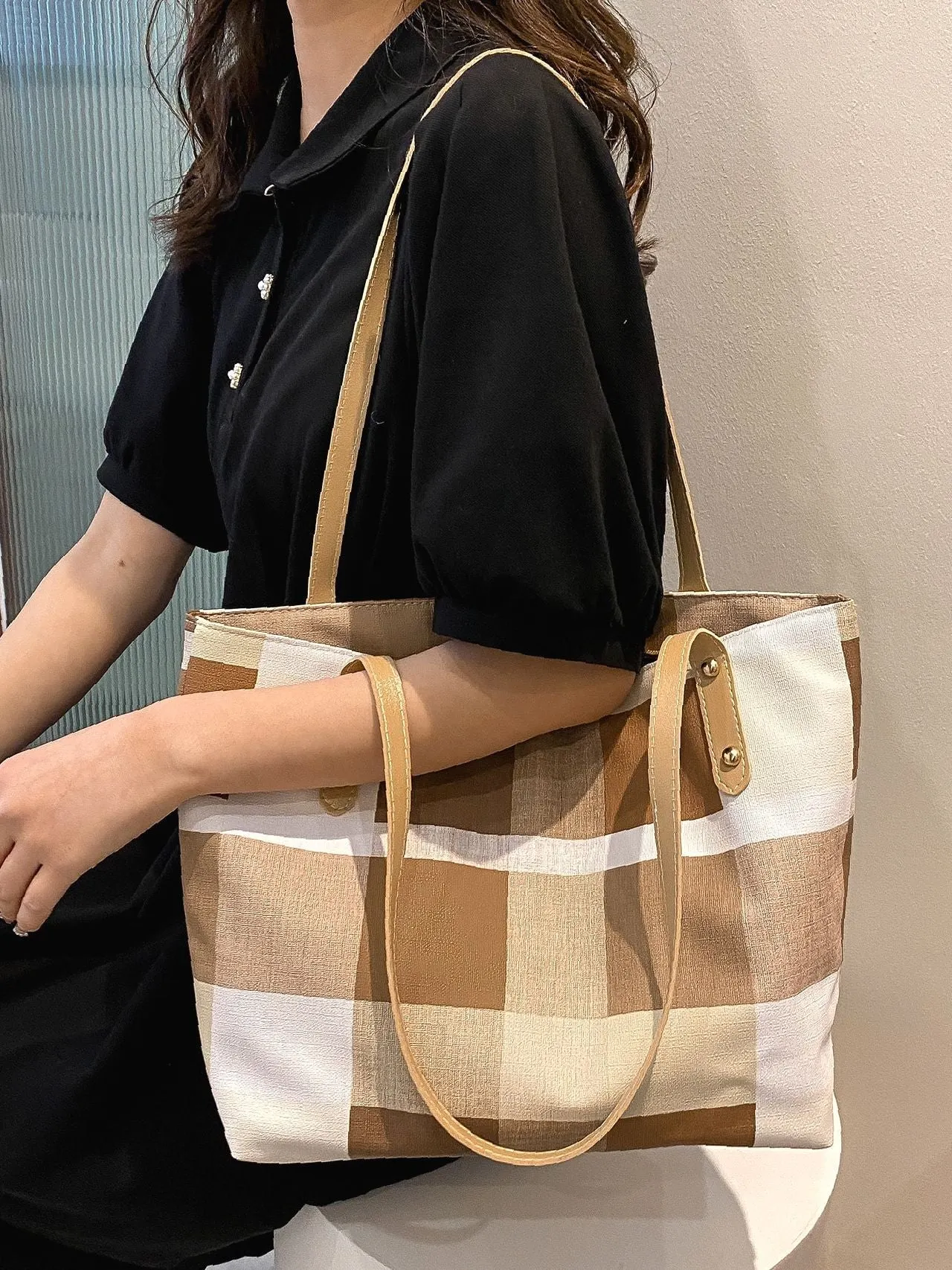 Maxct - Colorblock Large Capacity Tote Bag - Women Tote Bags