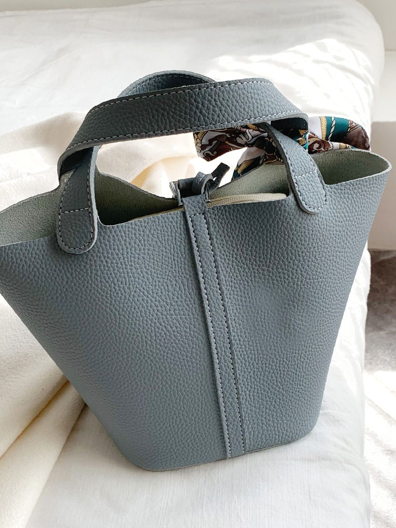 Maxct - Twilly Scarf Decor Bucket Bag with Inner Pouch  - Women Tote Bags