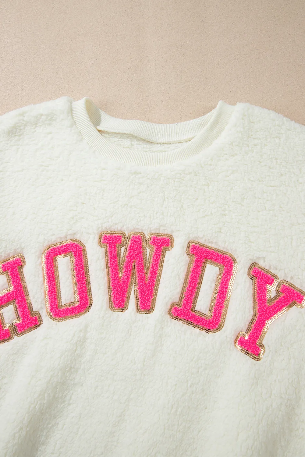 Maxct &HOWDY Patched Round Neck Sherpa Sweatshirt