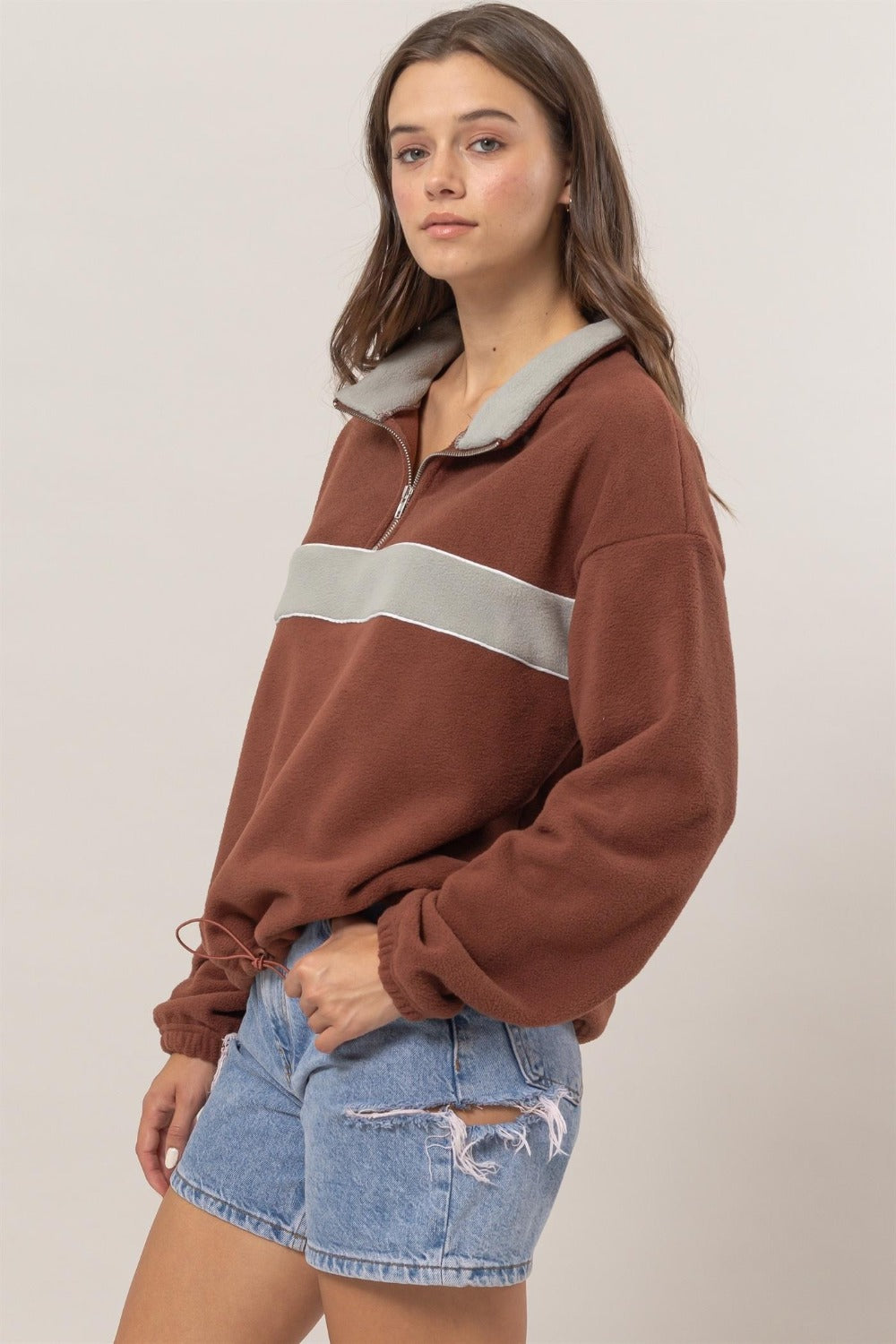 Maxct &HYFVE Fleece Color Block Half Zip Sweatshirt