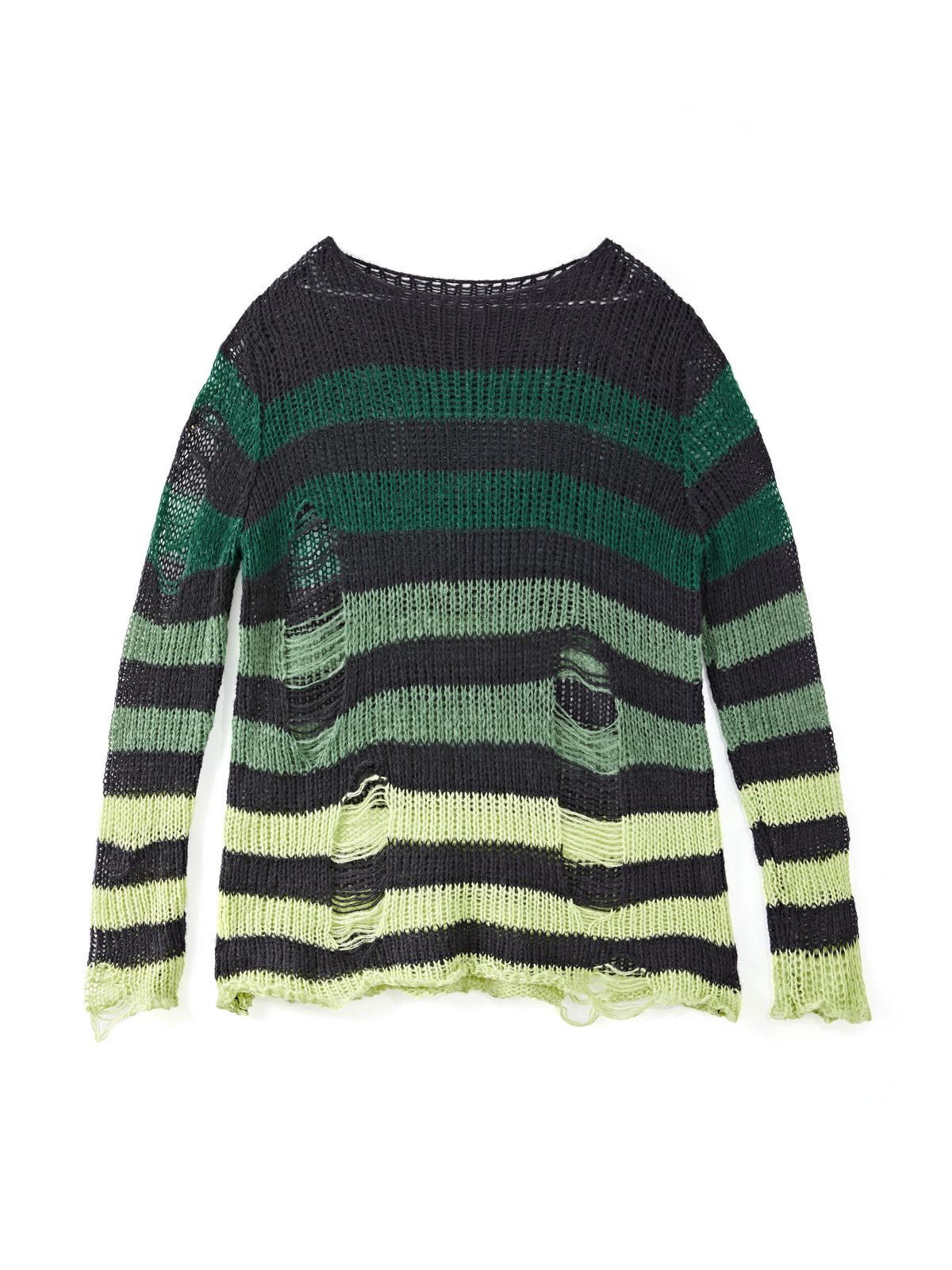 Gradient Striped Distressed Long Sleeve Mini Dress Maxct