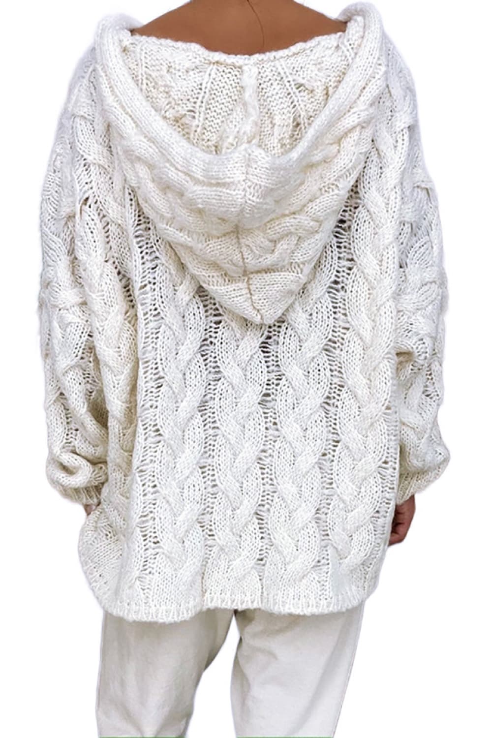Cable-Knit Hooded Sweater - Image 9