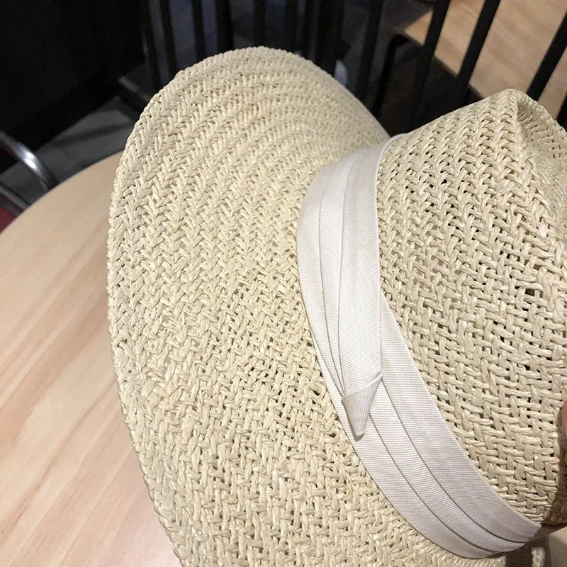 Internet Celebrity Ins Travel Wide Brim Flat Top Japanese Style Straw Hat