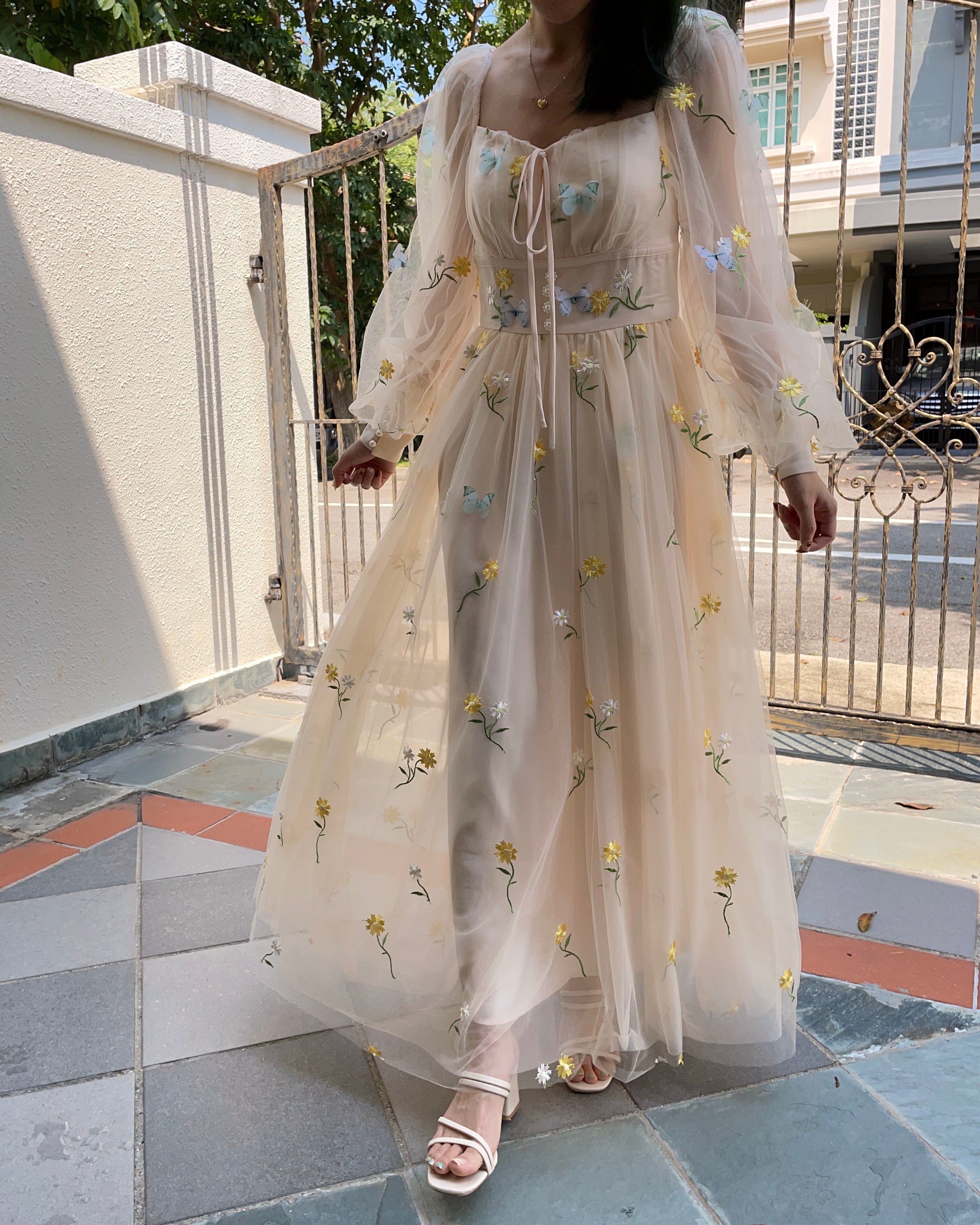 Butterfly Garden Tulle Maxi Dress Maxct