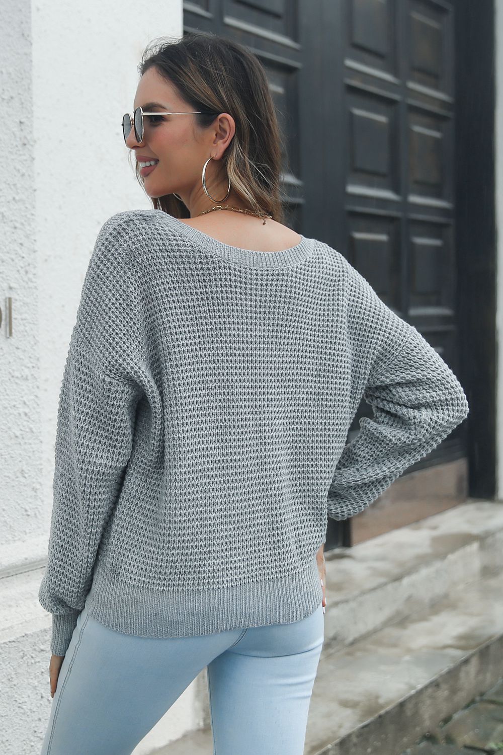Maxct &Crisscross Surplice Neck Long Sleeve Sweater