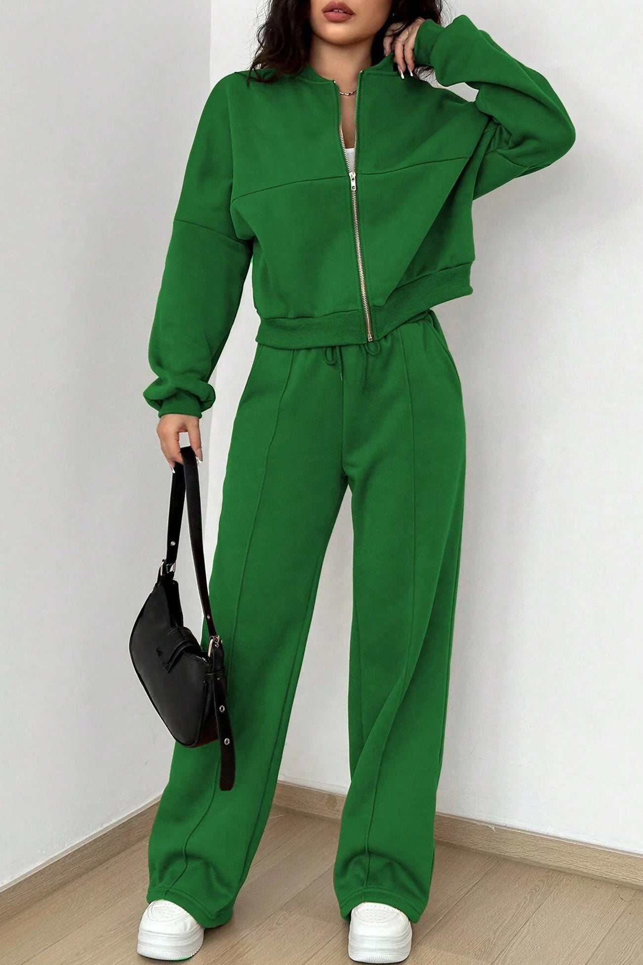 Maxct Zip-up Collarless?Cardigan Pants Set