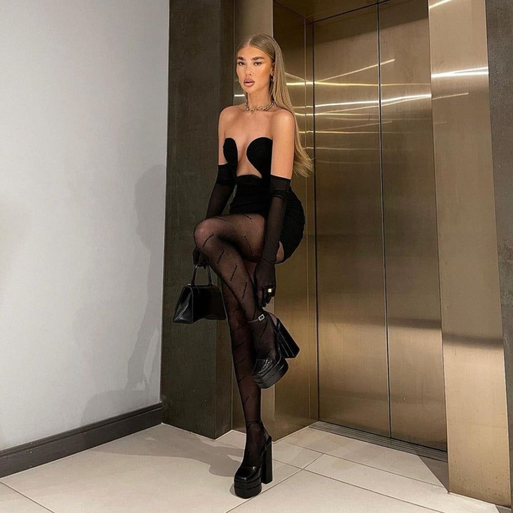 The Vogue Cut-Out Bustier Draped Mini Dress Maxct