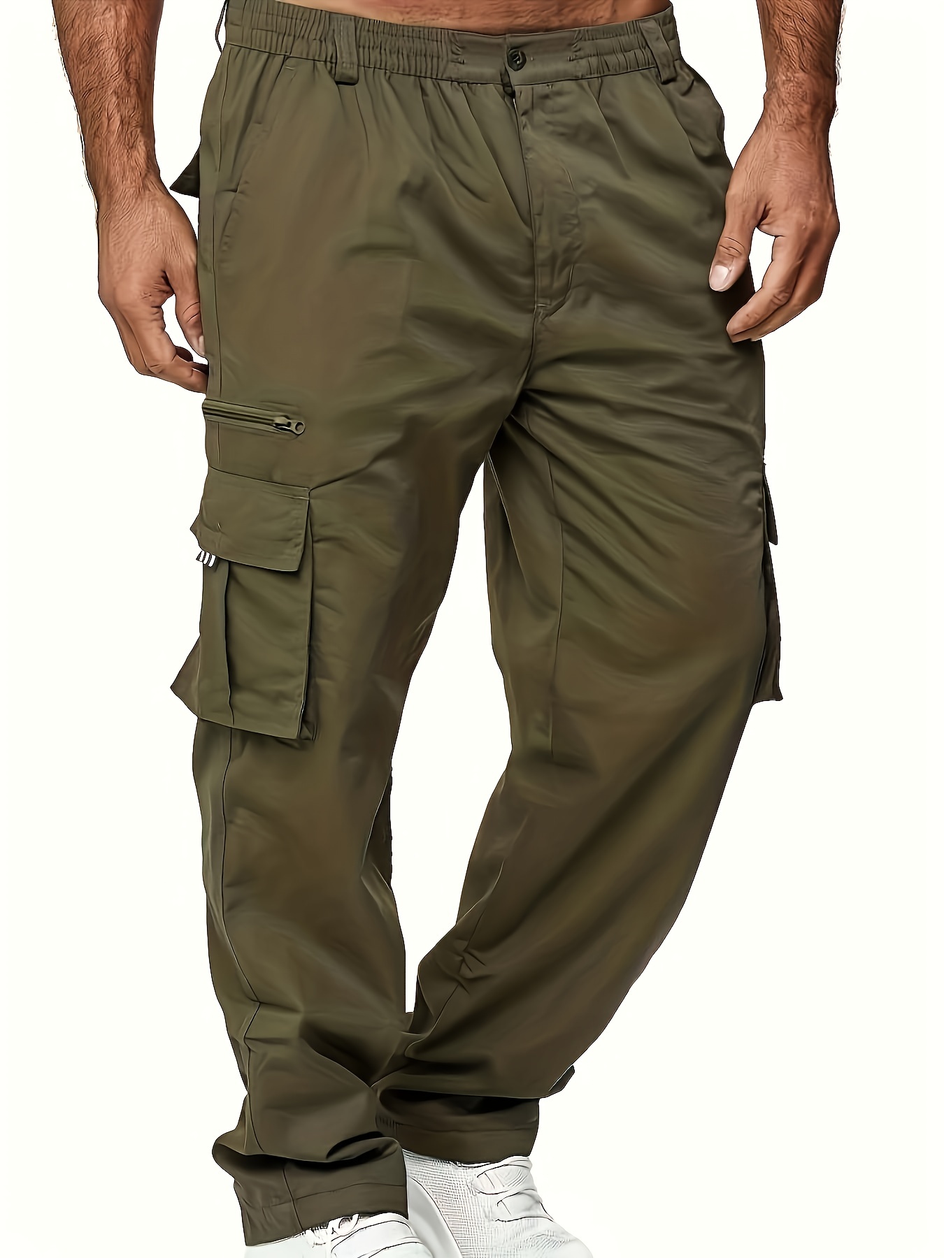 Men's Cargo Pants Casual Loose Fit Straight Leg Pants With Flap Pockets