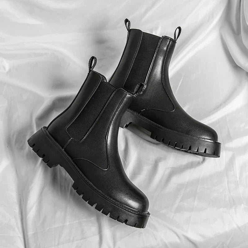 Leather Chelsea Ankle Boots - Easy Slip-On Style for Men Maxct