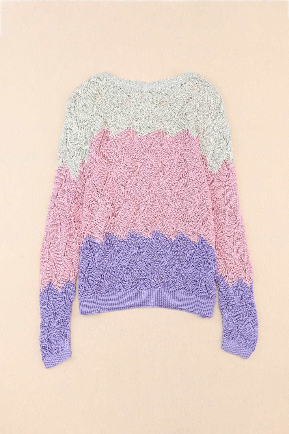Maxct &Color Block Hollow Boat Neck Sweater
