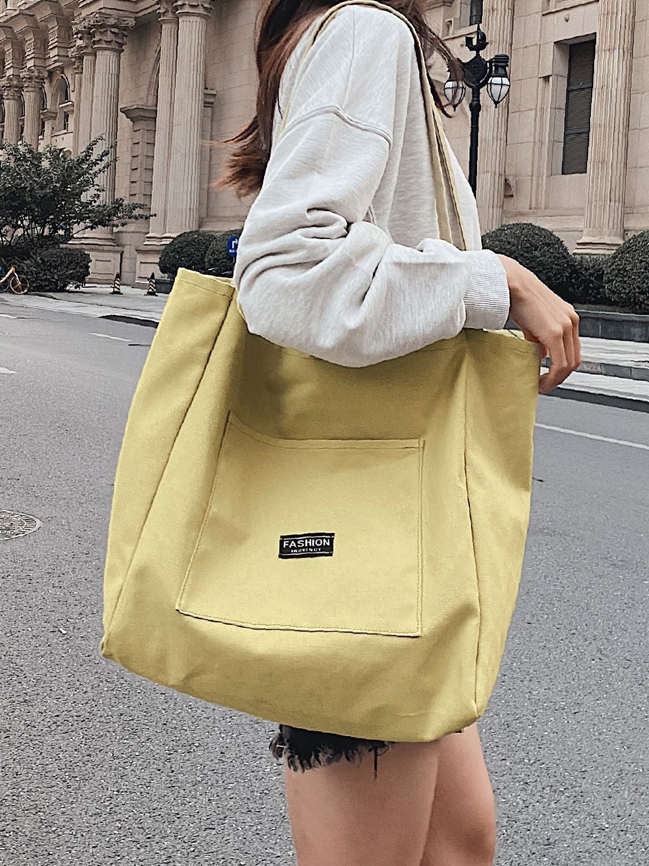 Maxct - Letter Patch Shoulder Tote Bag  - Women Tote Bags