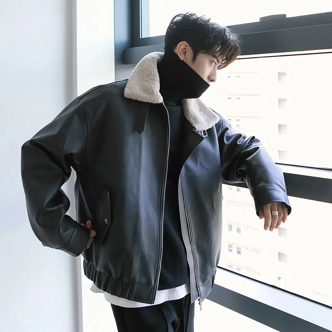Maxct Fur Collar Leather Jacket