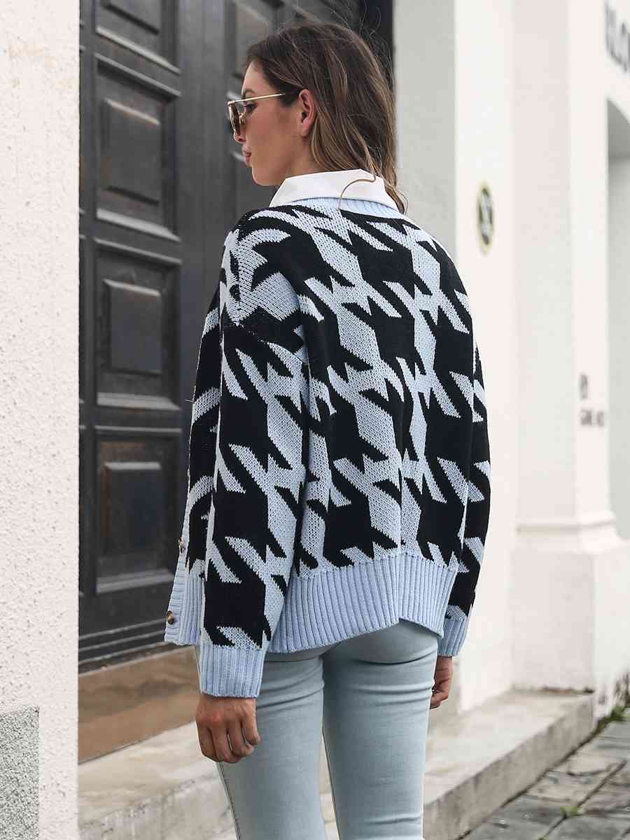 Maxct &Houndstooth Button Down Cardigan