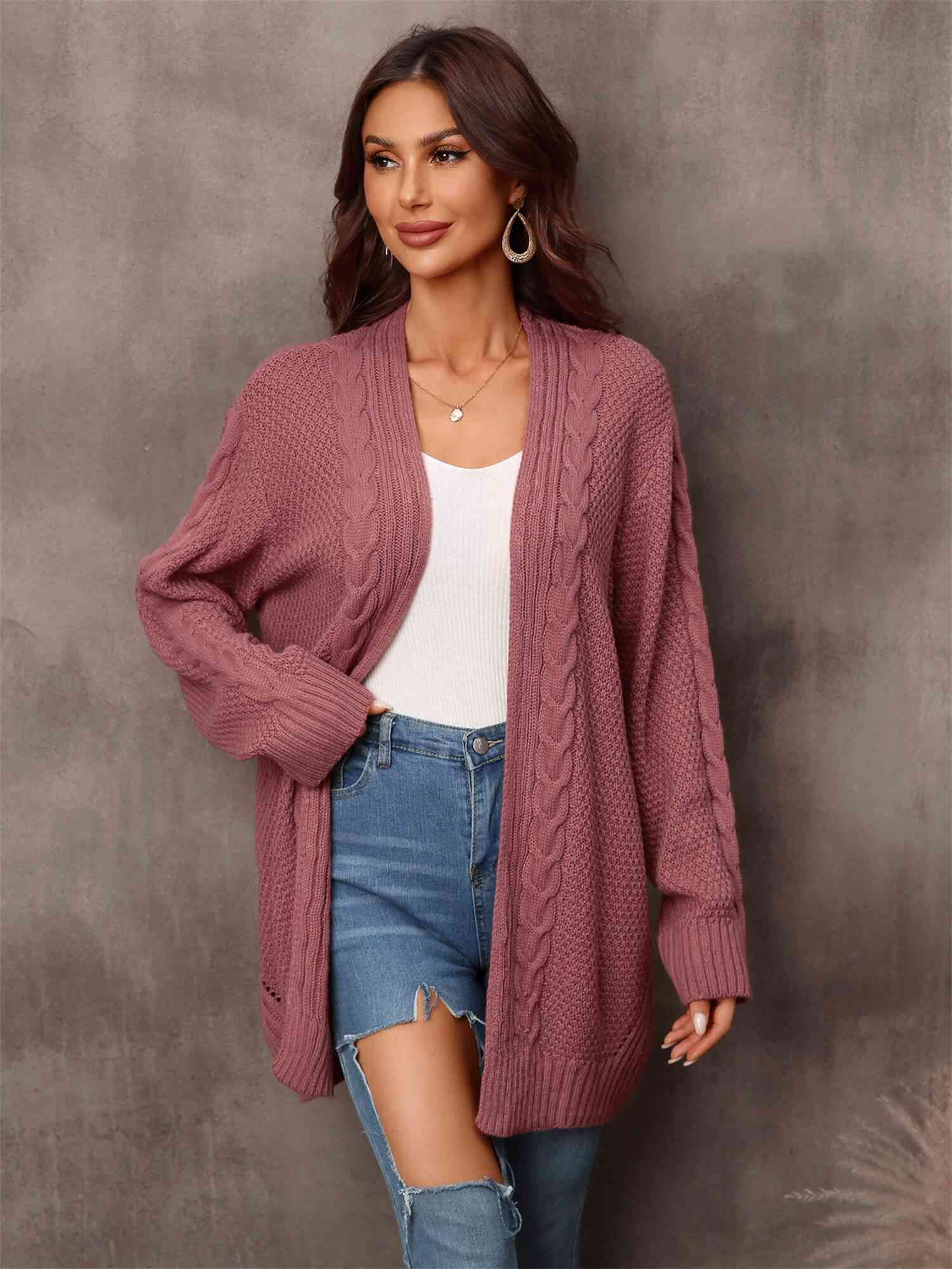 Maxct &Mixed Knit Open Front Longline Cardigan
