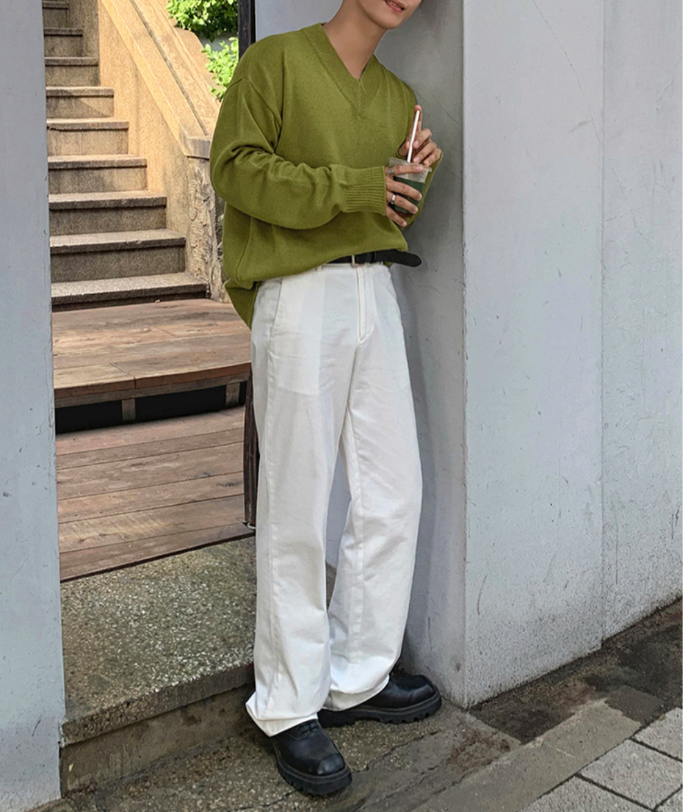 Maxct Green V-Neck Sweater