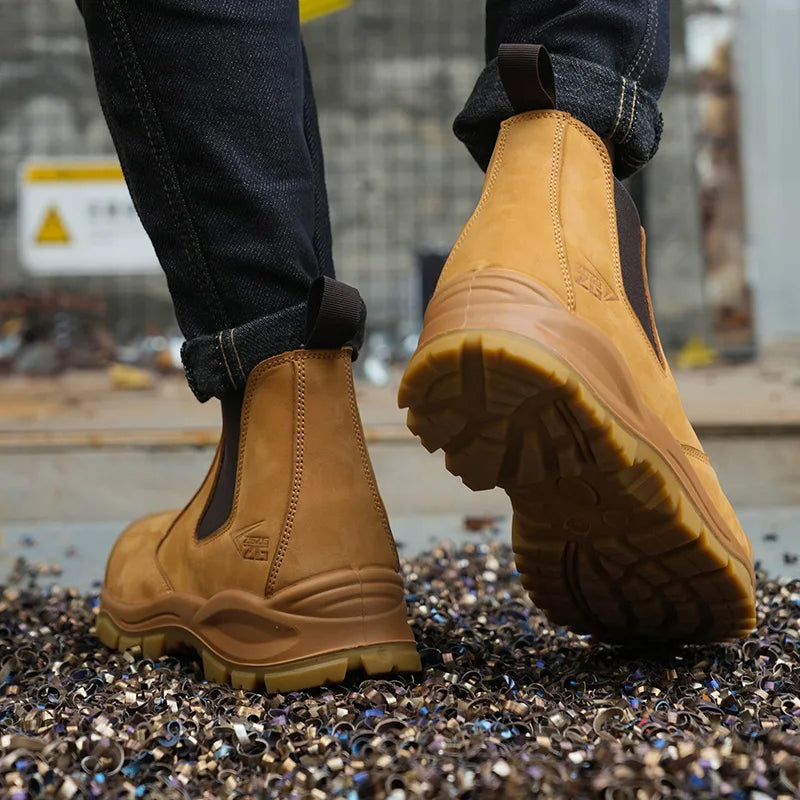 Genuine Leather Work Safety Chelsea Boots for Men Maxct