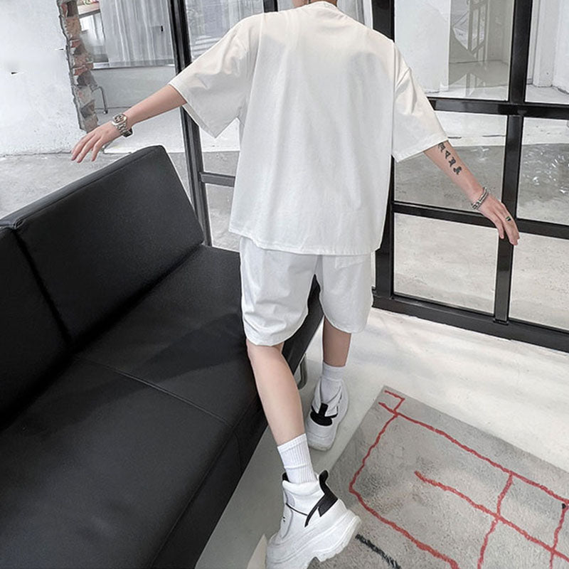 Maxct Zipper Embellishment T-shirt Shorts Set