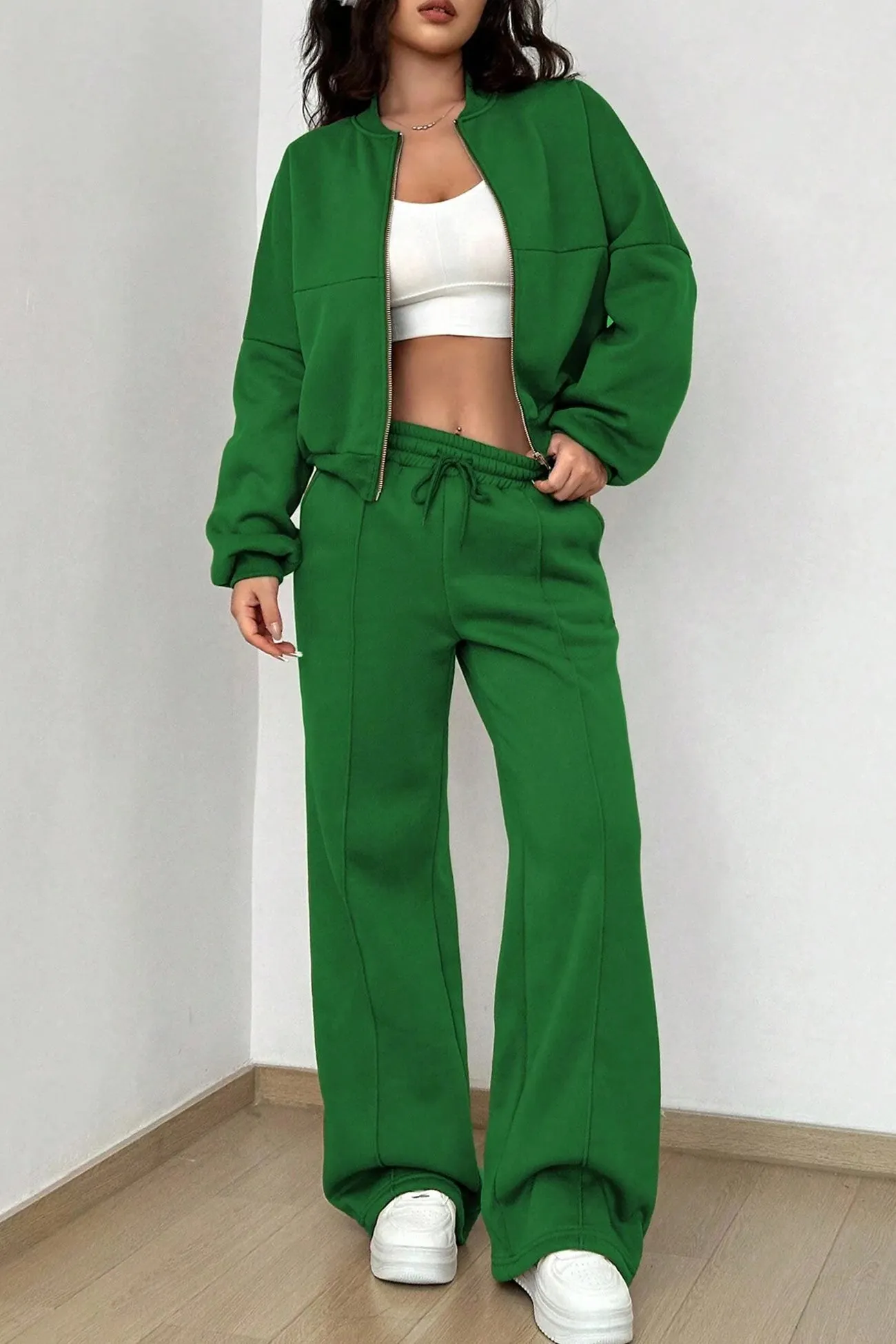 Maxct Zip-up Collarless?Cardigan Pants Set