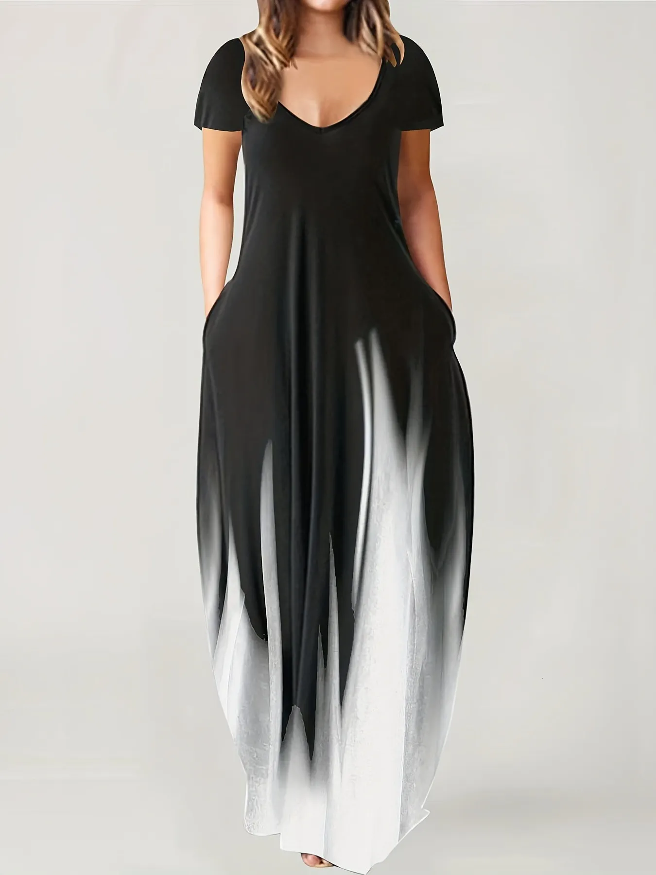 Maxct Maxct Summer Loose Print Casual Sexy Women's Dress Long Skirt Pocket Long Style Even