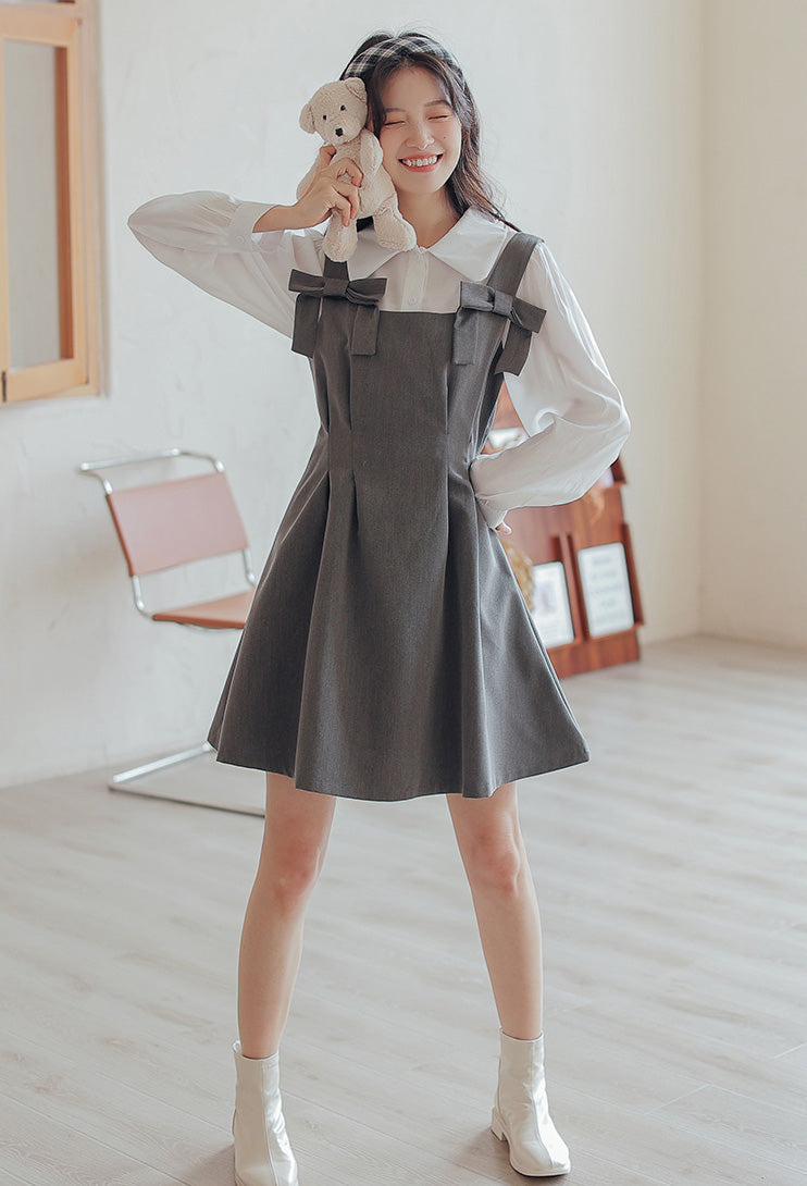 Little Bow Mini Pinafore Dress Set Maxct