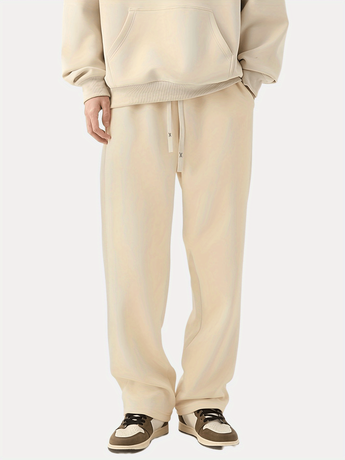 Maxct  Classic Design Solid Color Drawstring Sweatpants Men's Casual Slightly Stretch Pants For Spring Summer