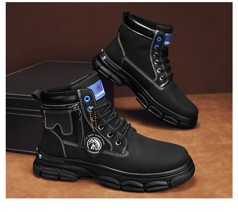 Platform Leather Men's Martin Boots - true deals club