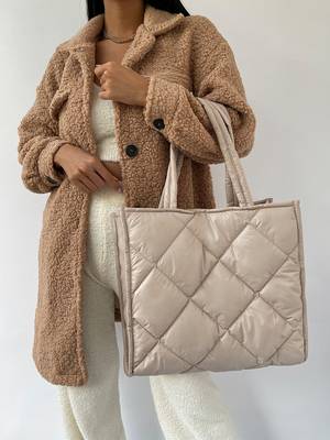 Minimalist Ruched Detail Shoulder Tote Bag - Women Tote Bags