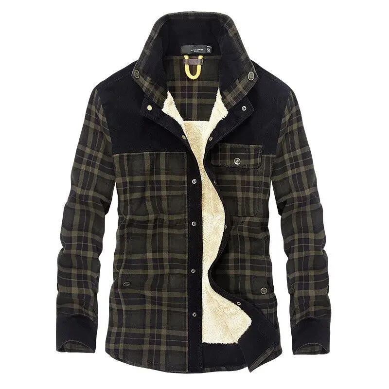 Maxct &Men's Warm Plaid Fleece-Lined Shacket