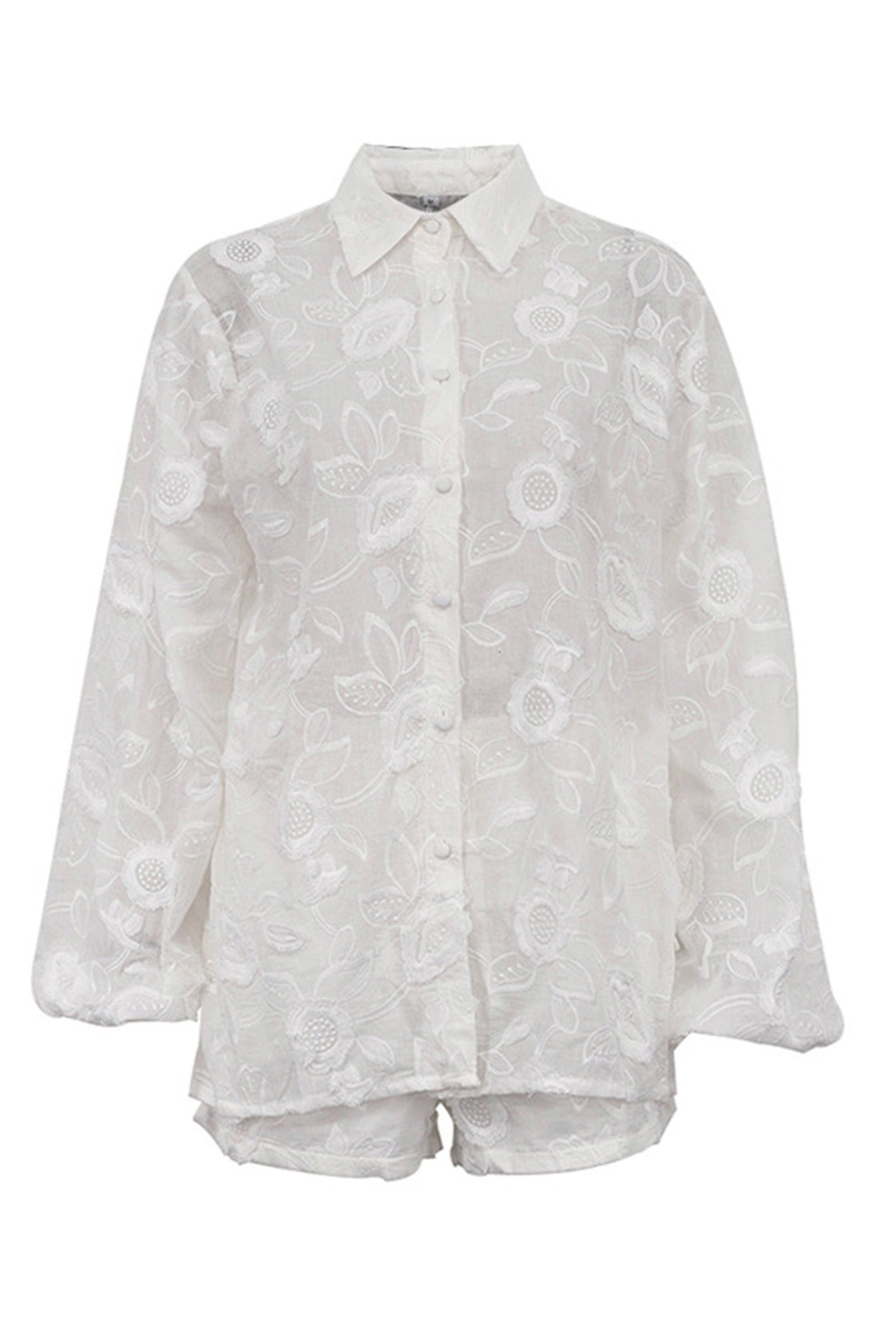 Maxct Floral Embroidery Long Sleeve Shirt Suits