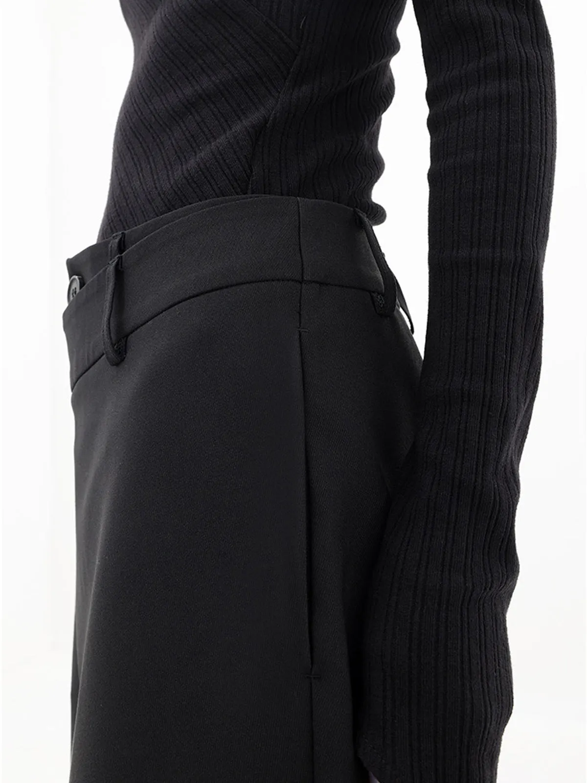 Maxct Asymmetrical Layer Button Wide Leg Dress Pants