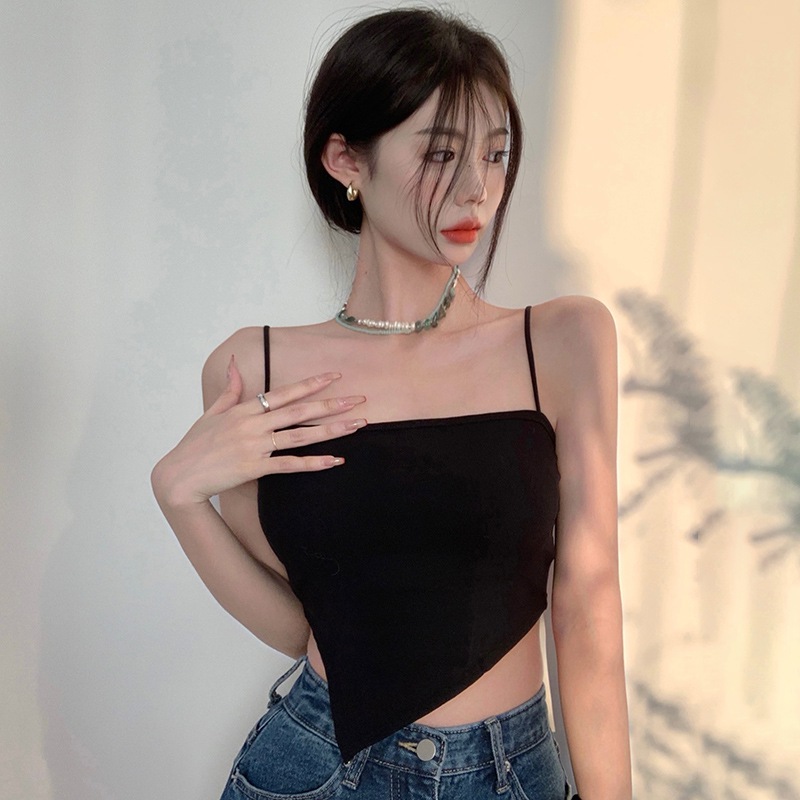 Maxct Camisoles for Women Solid Color Padded Base Shirt Sexy T Shirt Sleeveless Tank Top Pullover Crop Top