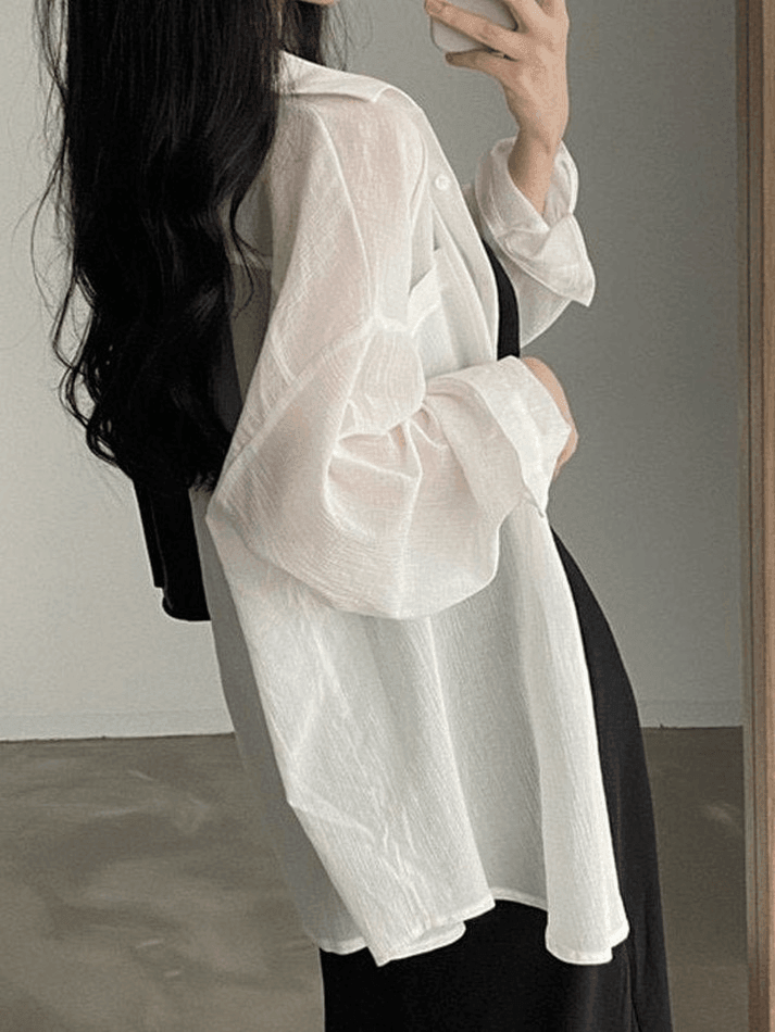 Maxct Lightweight Sheer Long Sleeve Blouse