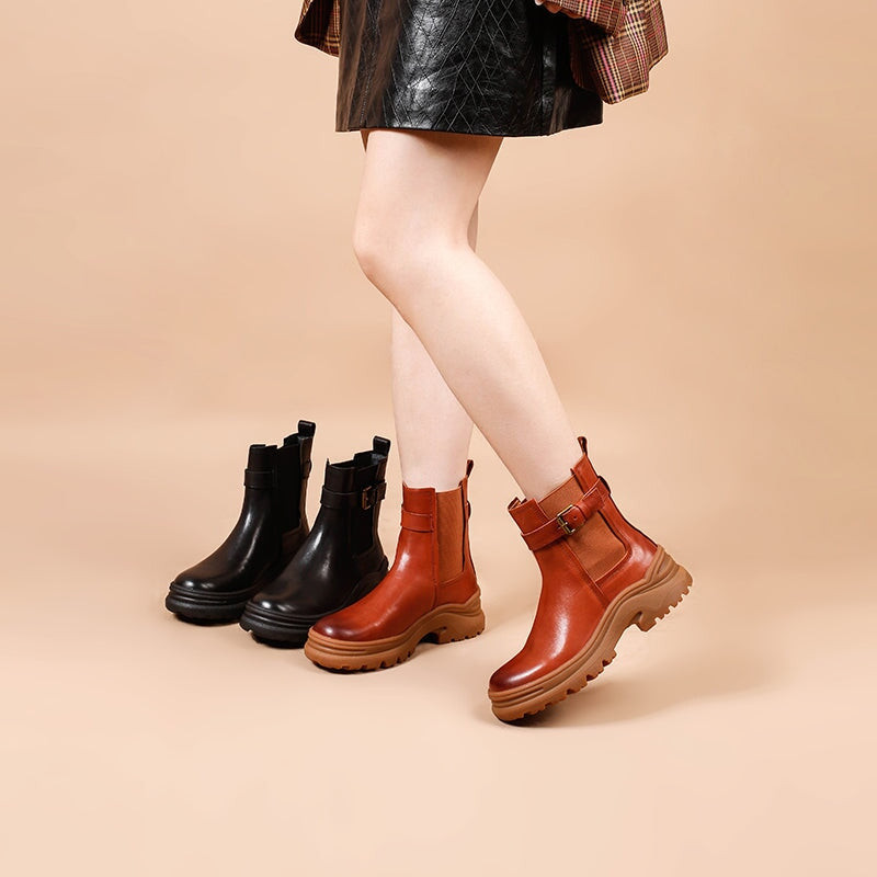 Womens Retro Ankle Boots Snow Boots Have Fleece Lined for Cold Winter Maxct